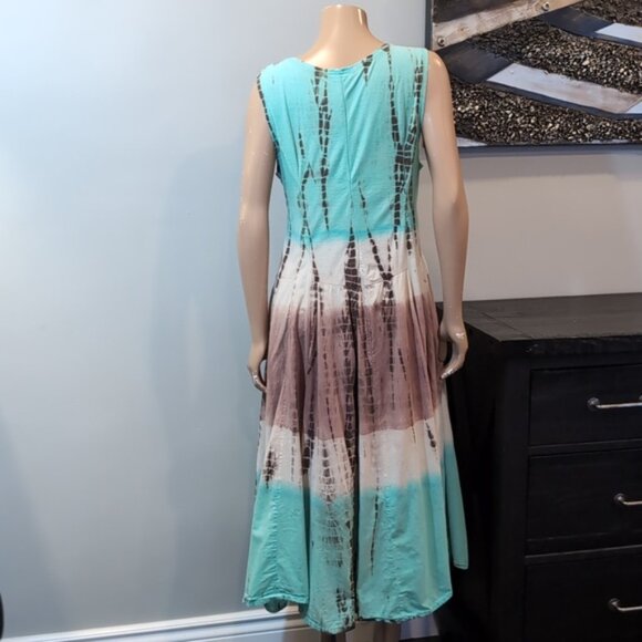 Today's Designer Tie Dye Midi Dress Sleeveless Beach Long Lagenlook Summer - Picture 8 of 16